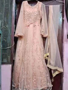 Elegant Peach Embroidered Anarkali