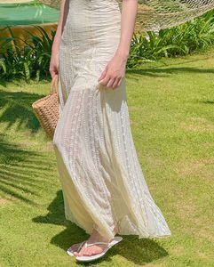 Elegant Cream Lace Maxi Dress