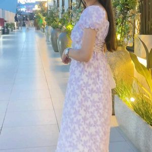 Pretty Lavender Floral Midi Dress