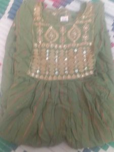 Green Striped Cotton Kurta