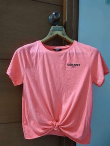 Coral Pink Knotted Tee