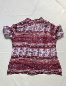 Boho Print Button-Up Blouse