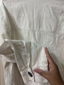 H&amp;M White Cropped Denim Jacket