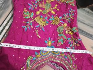 beautiful dark pink and blue kurti with duppatta a