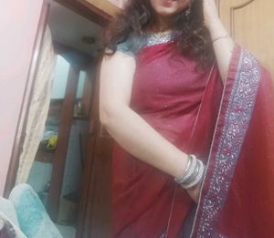 Beautiful Red And Cement Colour Saree