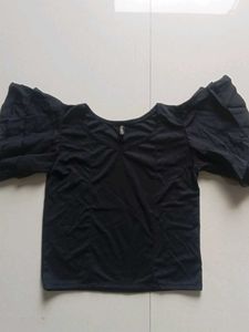 Stylish Black Top with Flutter Sleeves