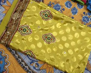 Elegant Yellow Polka Dot Saree