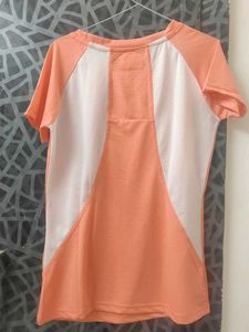 Peach Striped Short Sleeve Tee