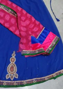 Beautiful Blue &amp; Pink Embroidered Lehenga Choli