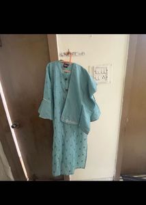 Stylish Teal Printed Kurta Set with Dupatta