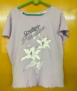 Lilac Floral Printed T-Shirt