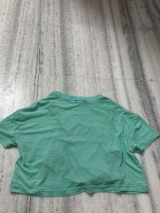 Sheer Green Crop Top with Embroidery