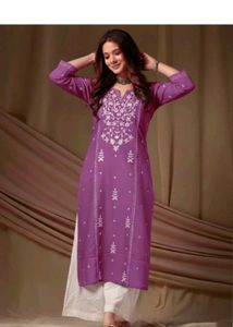 Purple Embroidered Kurta