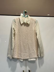 Elegant Cream Textured Shirt with Vest