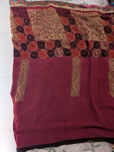 Vibrant Floral Print Saree with Pre-stitched Fall