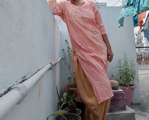 Peach Embroidered Kurta