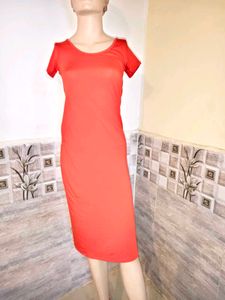 Vibrant Red T-Shirt Midi Dress