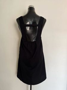 Black A-line Square Neck Dress with open back