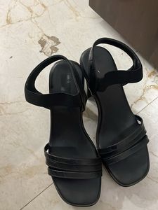 Black Platform Chunky Heel Sandals