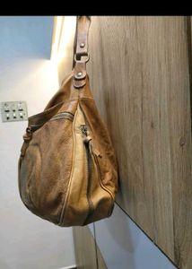 Stylish Tan Leather Hobo Bag