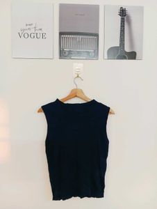 Sleeveless Black Knit Top