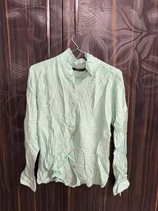 Light Green Crinkled Button-Up Shirt