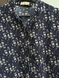 Navy Floral Print Button-Up Tunic