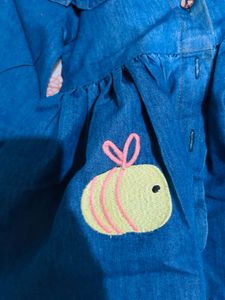 Cute Denim Dress with Appliques