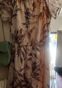Brown Patterned Sundress full length
