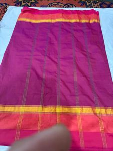 Vibrant Pink Saree with Gold Border