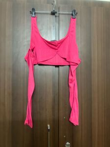 Hot Pink Cropped Long Sleeve Top