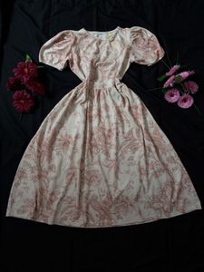 Chic Floral Puff Sleeve Midi Dress