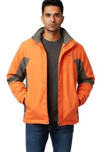 Men's Orange & Grey Colorblock Jacket