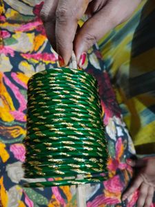 Green Bangles with Gold Glitter