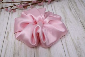 Set Of 3 L,M,S Pink Satin Scrunchies