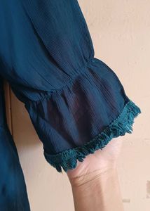 Blue Daily wear Top with lace Border