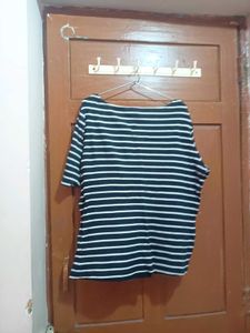 Striped Tunic Top with Floral Embroidery