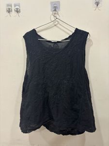 Black Embroidered Sleeveless Top