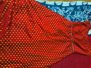Red &amp; Gold Embellished Maxi Dress