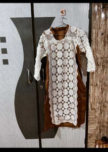 Elegant White Crochet Kurta