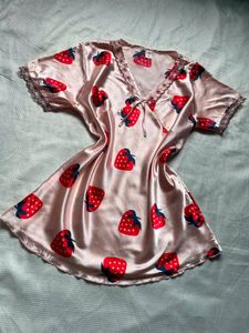 Strawberry Print Satin Nightdress