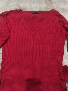 V-Neck Ribbed Knit Top