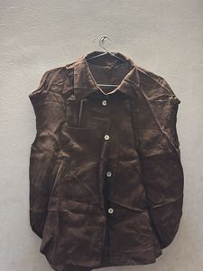 Brown Sleeveless Collared Shirt