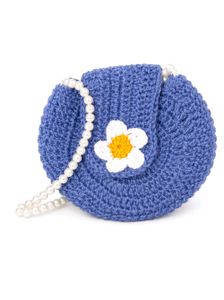 Crocheted Round Bag with Pearl Strap