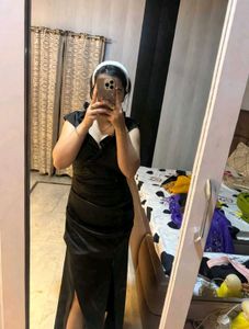 Elegant Black Satin Maxi Dress