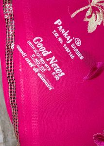Unused new Embroidered Fuchsia Saree
