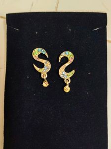 Silver Chain &amp; Multi Colour Diamond Pendant Set