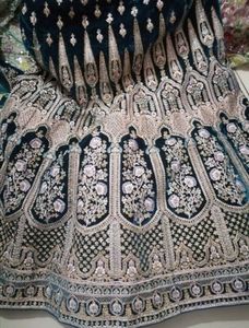 Emerald Velvet Lehenga Set with Embroidery