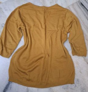 Mustard Knit 3/4 Sleeve Top