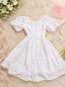 White Broderie Anglaise Puff Sleeve Dress